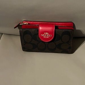 NWT Coach Medium Corner Zip Wallet Signature Canvas Style C0082